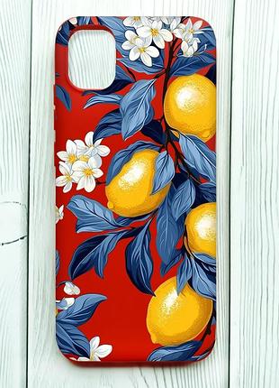 Матовый красный чехол на samsung galaxy a04e / a042 лимонное дерево (принт 417)