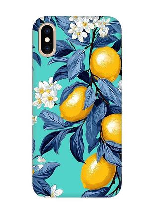 Матовый бирюзовый чехол на iphone xs max лимонное дерево (принт 417)