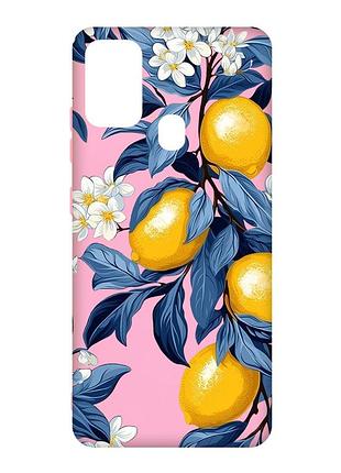 Матовый розовый чехол на samsung galaxy m30s/m21 лимонное дерево (принт 417)
