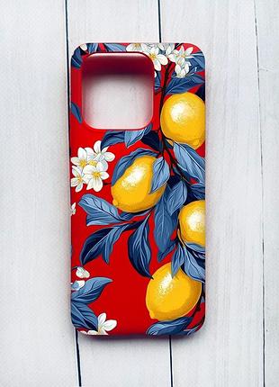 Матовый чехол на xiaomi redmi 12c красный лимонное дерево (принт 417)