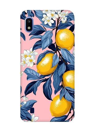 Матовый розовый чехол на samsung galaxy a10 (2019) a105 лимонное дерево (принт 417)