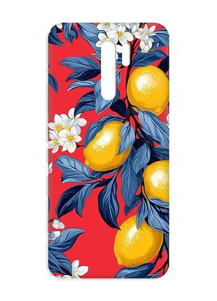 Матовый красный чехол на xiaomi redmi 9 лимонное дерево (принт 417)