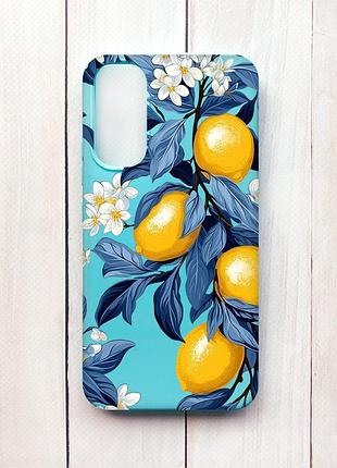Матовый чехол на samsung a34 5g бирюзовый лимонное дерево (принт 417)