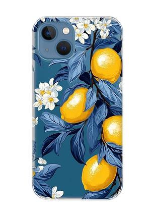 Прозорий чохол на apple iphone 13 лимонне дерево (принт 417)