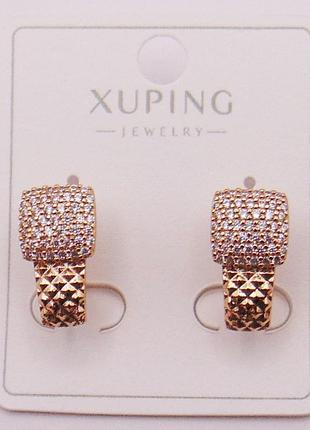 Серьги из медицинского сплава с фианитами xuping 16х9 мм 19406