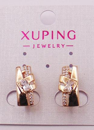 Серьги медзолото с фианитами xuping 17х7 мм 19779