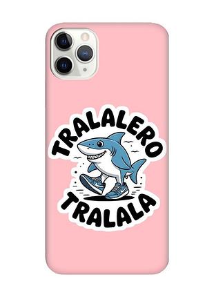 Матовый розовый чехол на iphone 11 pro max (6.5) акула тралалеро тралала (принт 416)