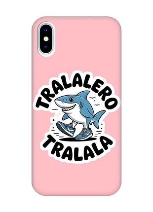 Матовый розовый чехол на iphone x / xs акула тралалеро тралала (принт 416)