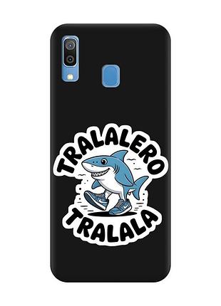 Матовый черный чехол на samsung galaxy a30 (2019) / a20 (2019) акула тралалеро тралала (принт 416)