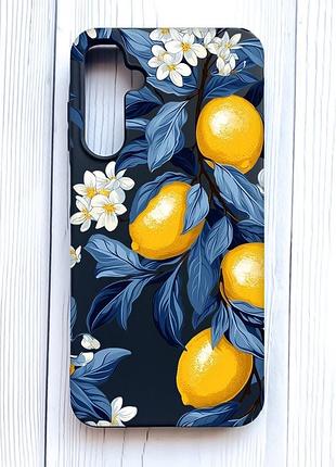 Матовый черный чехол на samsung galaxy a25 (a256) лимонное дерево (принт 417)