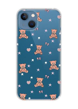 Прозорий чохол на apple iphone 13 медвежата (принт 418)