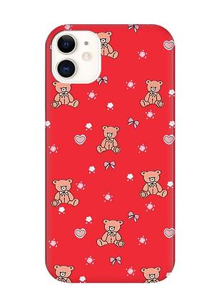 Матовый красный чехол на apple iphone 11 (6.1) ведмежата (принт 418)
