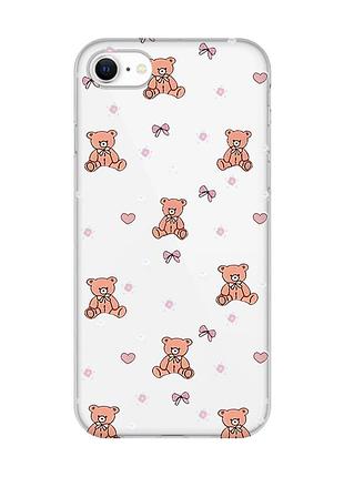 Прозрачный чехол на iphone 7 / 8 ведмежата (принт 418)