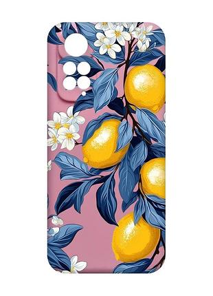 Матовый розовый чехол на xiaomi redmi note 11 4g лимонное дерево (принт 417)