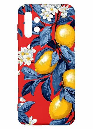 Матовый красный чехол на samsung a13 4g лимонное дерево (принт 417)