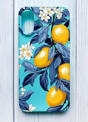 Матовый бирюзовый чехол на iphone 16 plus лимонное дерево (принт 417)