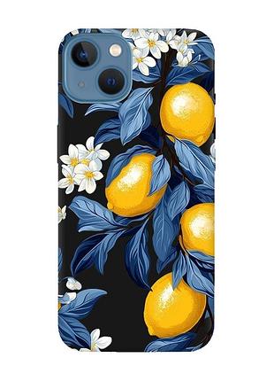Матовый черный чехол на apple iphone 13 лимонное дерево (принт 417)