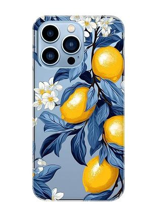 Прозрачный чехол на apple iphone 13 pro max лимонное дерево (принт 417)