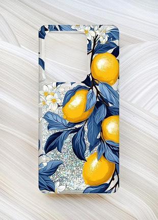 Чохол з плаваючими срібними блискітками на xiaomi redmi note 13 4g лимонне дерево (принт 417)