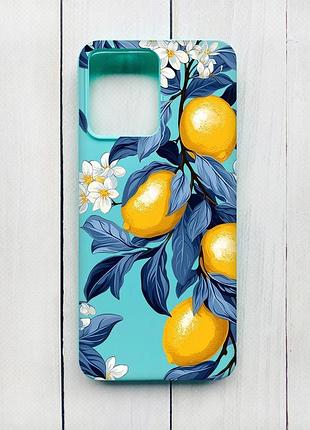 Матовый чехол на xiaomi redmi 12 бирюзовый лимонное дерево (принт 417)
