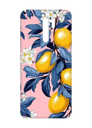 Матовый розовый чехол на xiaomi redmi 9 лимонное дерево (принт 417)