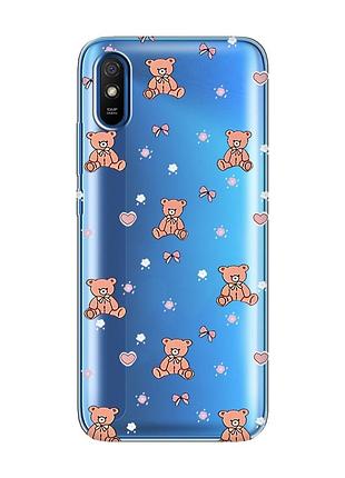 Прозрачный чехол на xiaomi redmi 9a ведмежата (принт 418)
