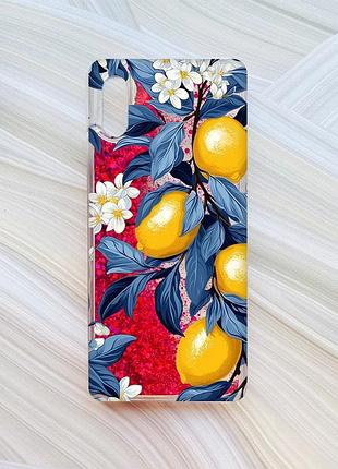 Чехол с плавающими розовыми блестками на xiaomi redmi 9a лимонное дерево (принт 417)