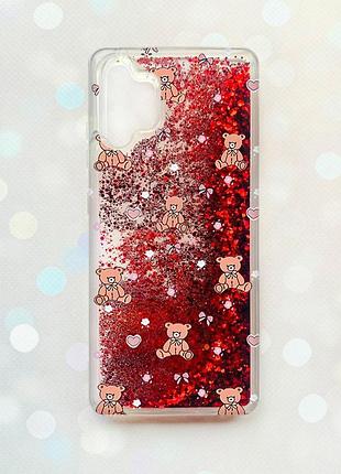 Чехол с плавающими красными блестками на samsung galaxy a32 ведмежата (принт 418)