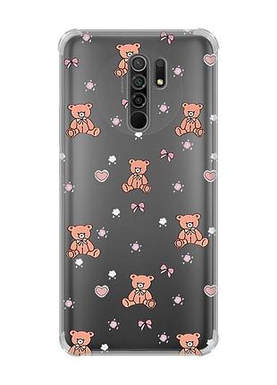 Чохол з потовщеними кутами на xiaomi redmi 9 медвежата (принт 418)