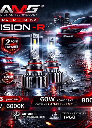 Штатные led лампы hb3 светодиодные vision-r hb3 яркости света 60w 5500k 8000lm 12v canbus пассивное охлаждение