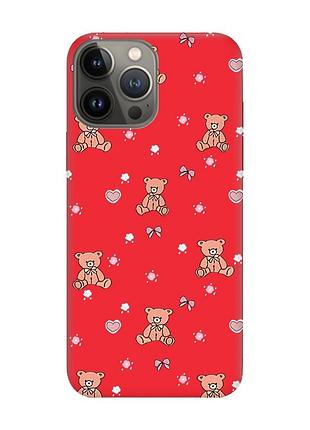 Матовый красный чехол на apple iphone 13 pro ведмежата (принт 418)