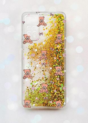 Чохол з плаваючими золотими блискітками на xiaomi redmi note 11 pro медвежата (принт 418)