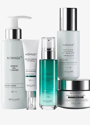 Набор novage+ комплексный уход против морщин wrinkle smooth5 единиц, подарочный набор