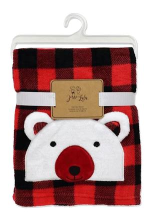 Плед jesse &amp; lulu buffalo plaid с аппликацией «полярный медведь» от джесси и лула