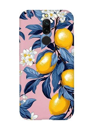 Матовый розовый чехол на xiaomi redmi 8 лимонное дерево (принт 417)