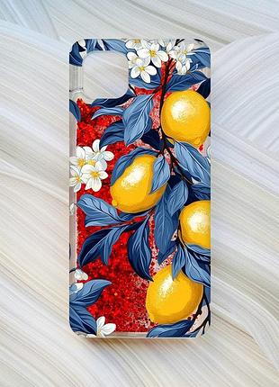 Чехол с плавающими красными блестками на samsung galaxy a04 лимонное дерево (принт 417)