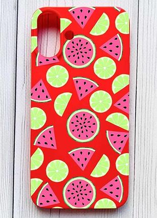 Матовий червоний чохол на iphone 16 plus кавуни и лайм (принт 345)