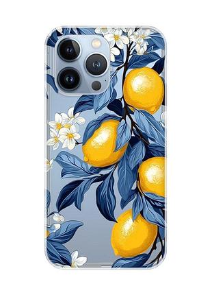 Прозрачный чехол на apple iphone 13 pro лимонное дерево (принт 417)