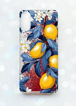 Чехол с плавающими красными блестками на samsung galaxy a02/a022 (2021) лимонное дерево (принт 417)