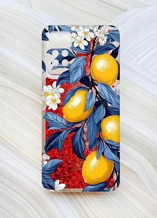 Чохол з плаваючими червоними блискітками на xiaomi redmi note 11 pro лимонне дерево (принт 417)