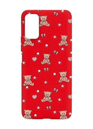 Матовый красный чехол на xiaomi redmi note 11 4g ведмежата (принт 418)