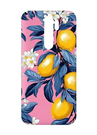 Матовый розовый чехол на xiaomi redmi note 8 pro лимонное дерево (принт 417)