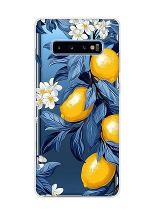 Прозрачный чехол на samsung galaxy s10 plus лимонное дерево (принт 417)