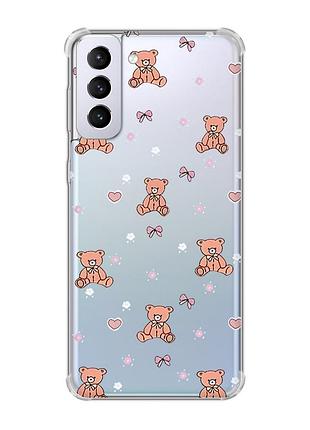 Чохол з потовщеними кутами на samsung galaxy s21 plus медвежата (принт 418)