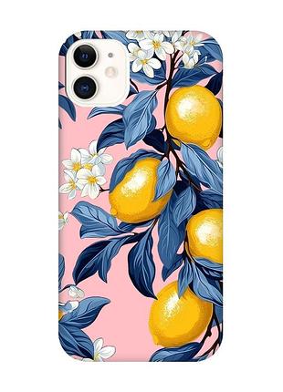 Матовый розовый чехол на apple iphone 11 (6.1) лимонное дерево (принт 417)