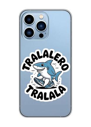 Прозорий чохол на apple iphone 13 pro max акула тралалеро тралала (принт 416)