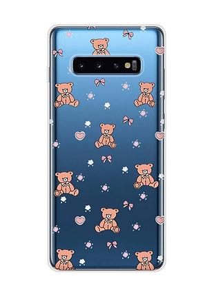 Прозрачный чехол на samsung galaxy s10 plus ведмежата (принт 418)