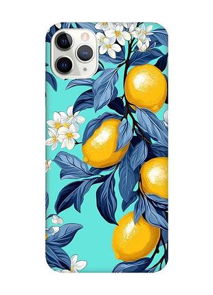 Матовый бирюзовый чехол на iphone 11 pro max (6.5) лимонное дерево (принт 417)