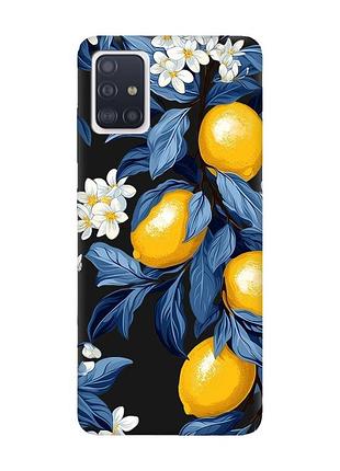 Матовий чорний чохол на samsung galaxy a51 лимонне дерево (принт 417)