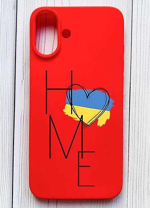 Матовый красный чехол на iphone 16 plus дом украина (принт 353)